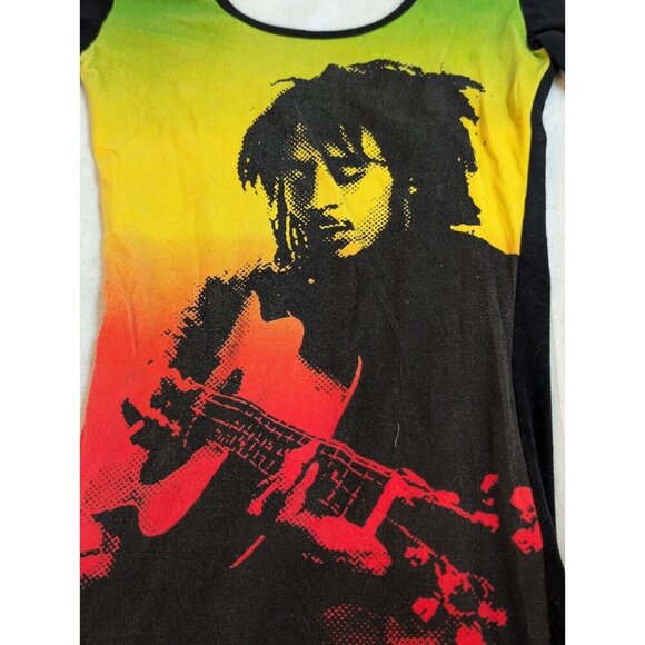 Bob Marley Shirt Womens Small Short Sleeve Graphic Black Zion Rootswear - Picture 3 of 8
